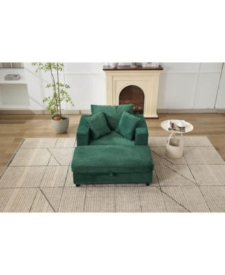  Chaise Lounge with Storage Ottoman & Pillows