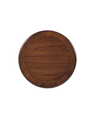 Retro Round Wooden End Table, X-Base