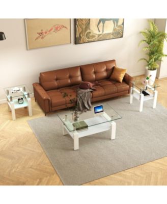 2 Modern Glass Tea/Coffee Tables - Transparent/White