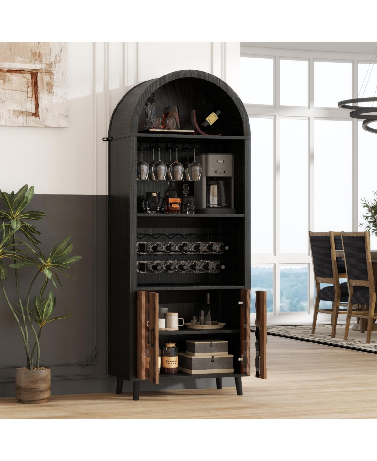 Streamdale Furniture + 71" + Wood (assuming material is wood) + Wine Rack & Glass Holder + Wine Bar Cabinet