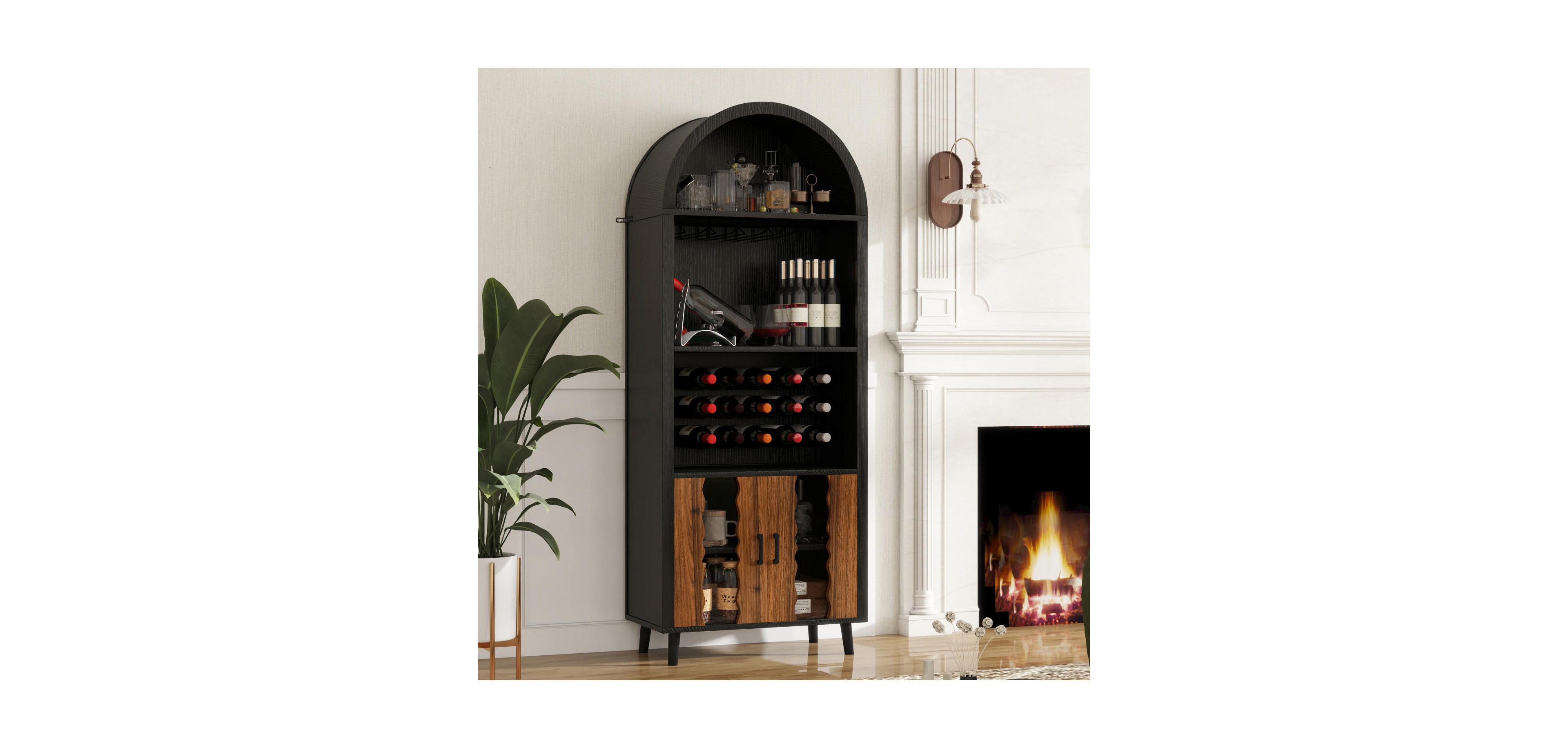 Streamdale Furniture + 71" + Wood (assuming material is wood) + Wine Rack & Glass Holder + Wine Bar Cabinet