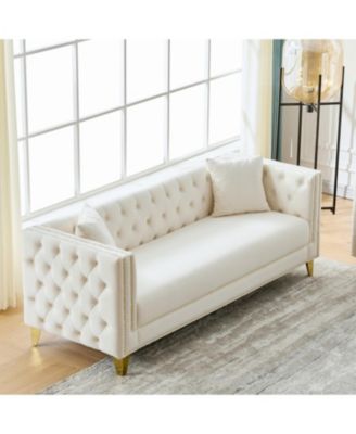 Streamdale Chesterfield Velvet Sofa, 3+3 Seater, Button Nailhead.