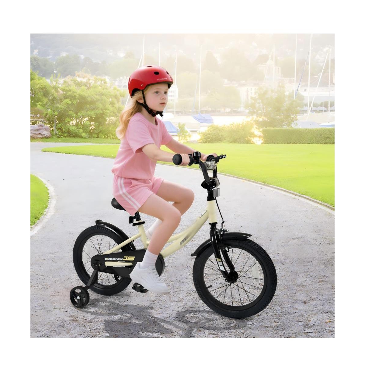 Hongge Kids Training Bike with Adjustable Seat Dual Brake System and Rubber Tires