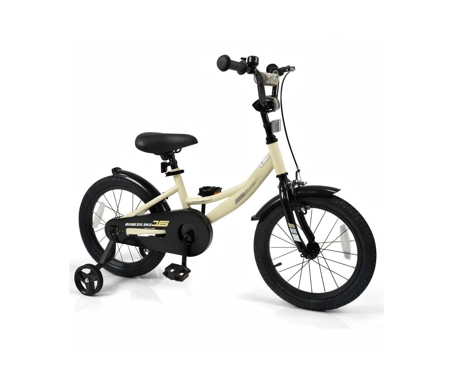 Детская игрушка HONGGE 16-Inch Kids Training Bike with Adjustable Seat, Dual Brake & Training Wheels, Ages 4+, цвет: Бежевый / Хаки — фото 1