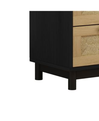 Black 3-Drawer Woven Storage Cabinet (Set of 2