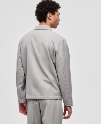 Men's Pinstriped Woven Relaxed Coach's Jacket