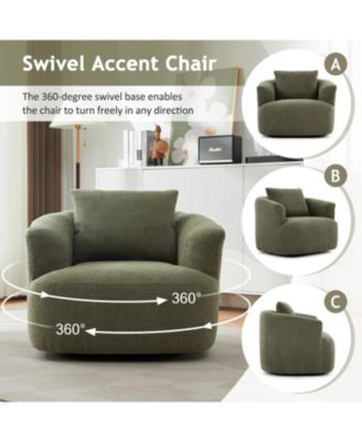 360 Swivel Accent Barrel Chair with Throw Pillow