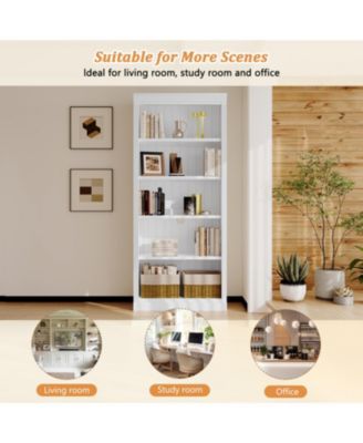 83.4" 5-Tier Bookcase with Light & Adjustable Shelves