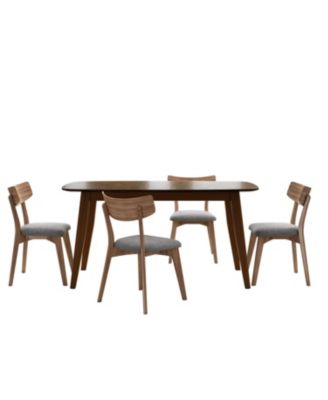 5-Pc Mid-Century Walnut Dining Set with Chairs