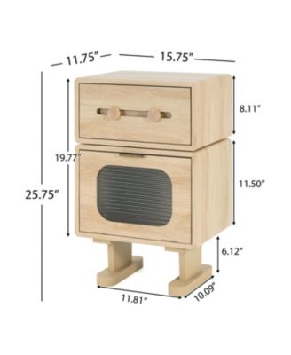 Robot Side Table with Rotating Top & Storage