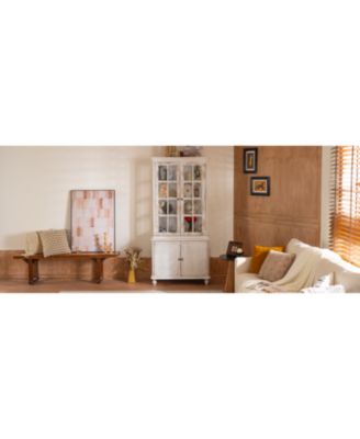 77.5" Vintage Glass Door Display Cabinet