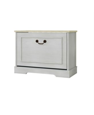 Streamdale Shoe Storage Bench - Flip Drawer & Adjustable Shelf - Antique White