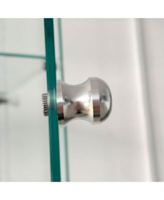 Tempered Glass Display Cabinet w/ LED, Lock, Mirror Back