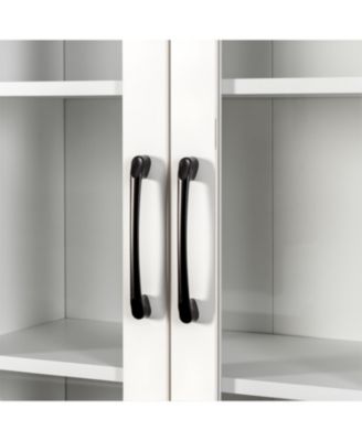 70.87" Display Cabinet, 4-Tier Pull-Out Shelf, 2 Glass Doors, Modern Bookshelf