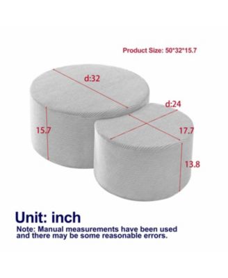 Nesting Coffee Table Set of 2, Upholstered Round Tables