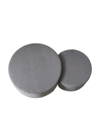 Nesting Coffee Table Set of 2, Upholstered Round Tables