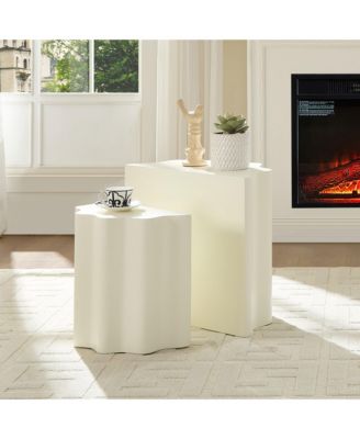 Wavy Edge Side Table Set - Modern End Tables for Living Room/Bedroom