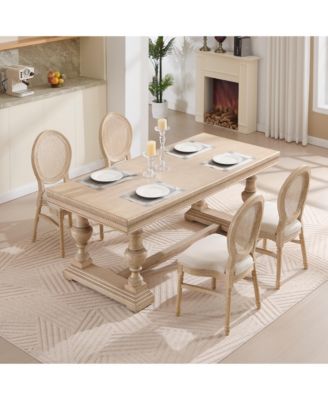 French Country Rattan Back Dining Chairs (Set of 2)