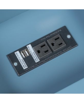 Vintage Flip Top End Table with USB & Drawer