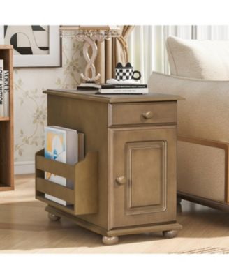 Streamdale Vintage Flip Top End Table with USB & Drawer