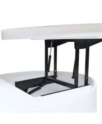Streamdale White Round Lift Coffee Table, Marble/Wood Top, 29.5"