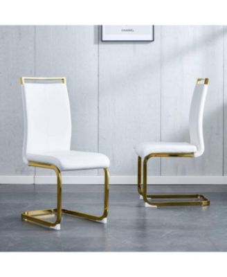 Streamdale Modern PU Leather Dining Chairs, Golden Legs (Set of 2)