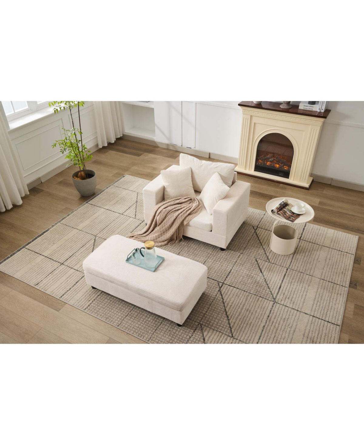 Streamdale Furniture Chaise Lounge Sofa Bed with Ottoman & Pillows