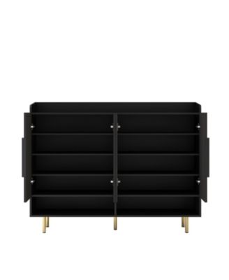 Streamdale Black Sideboard Shoe Cabinet with Adjustable Shelves