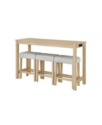 59" Bar Table Set w/ Power Outlet & 3 Stools
