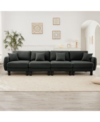 Streamdale Dark Grey Boucle 4-Seater Sofa with Shell Armrests