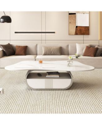 Butterfly Coffee Table - Sintered Stone Top, Storage & Drawer