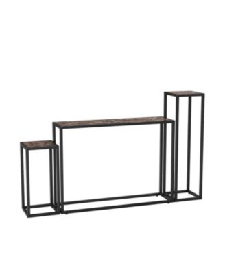 3-piece narrow hall table set industrial rural style brown/black