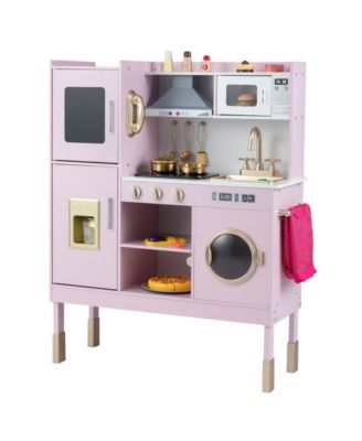 Kids Adjustable Pretend Play Kitchen with Accessories and Storage