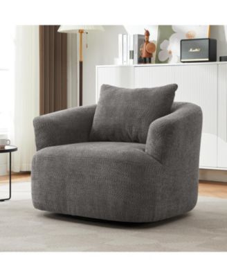360 Swivel Accent Barrel Chair with Throw Pillow