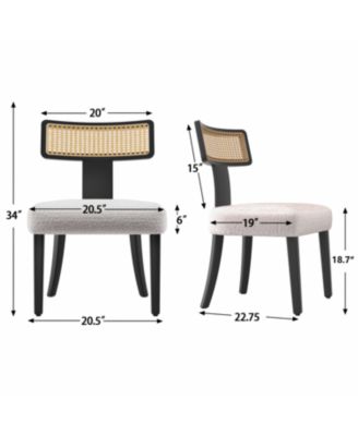 Mid Century Rattan Dining Chairs - Set of 2 Black/Beige