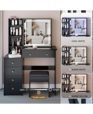 37" LED Mirror Vanity Table with Stool