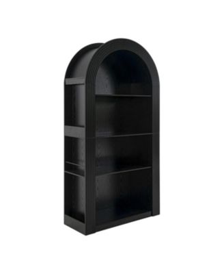  78" Arched Bookcase - Mid Century Modern 4-Tier Display Shelf (Black)