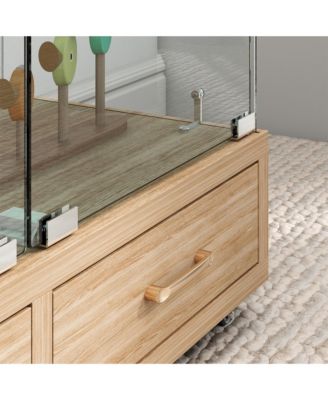 Modern Glass Display Cabinet w/ Drawers & LED Lights