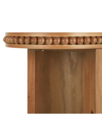  Vintage Console Table - Beaded Trim, Reversible Legs, Natural Wood