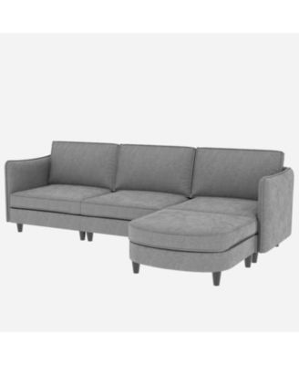 Streamdale 107.8" 3 Seater L-Shaped Sofa Couch with Ottoman & Pockets