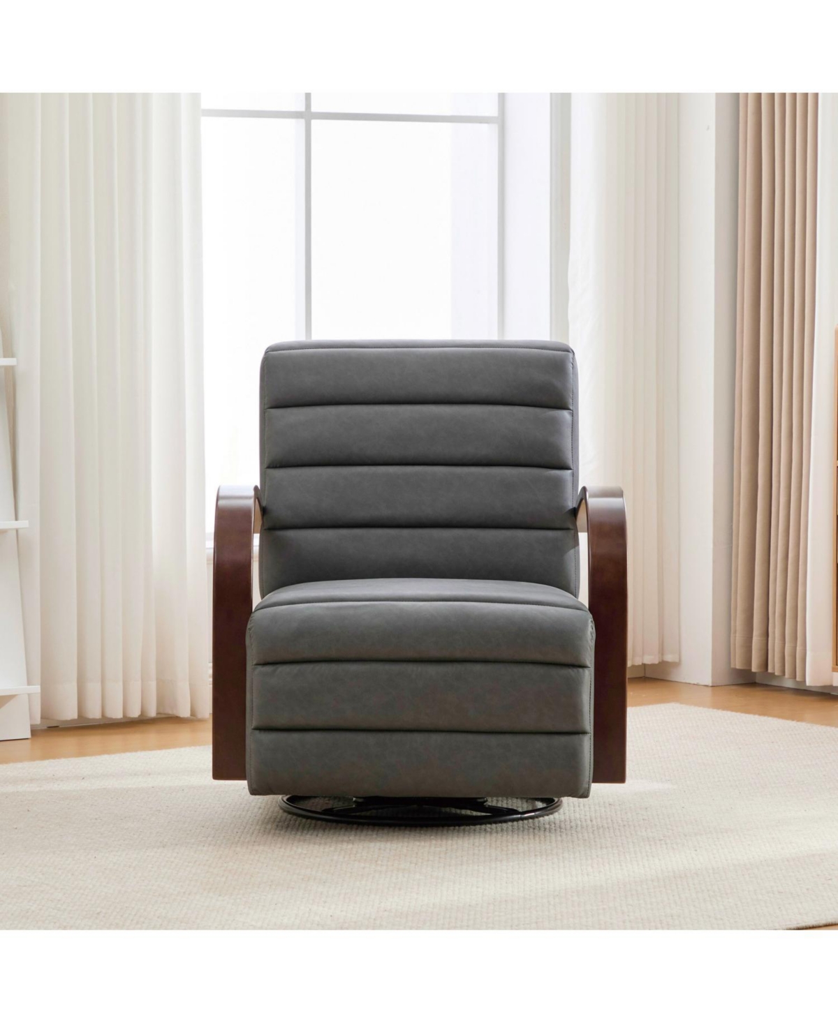 Streamdale Furniture 30.7" Swivel Accent Chair - Tufted Lounge Reading Chair - Gray