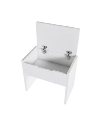 Streamdale Vanity Desk with LED Mirror Power Outlet 3 Drawers 7 Shelves & Stool