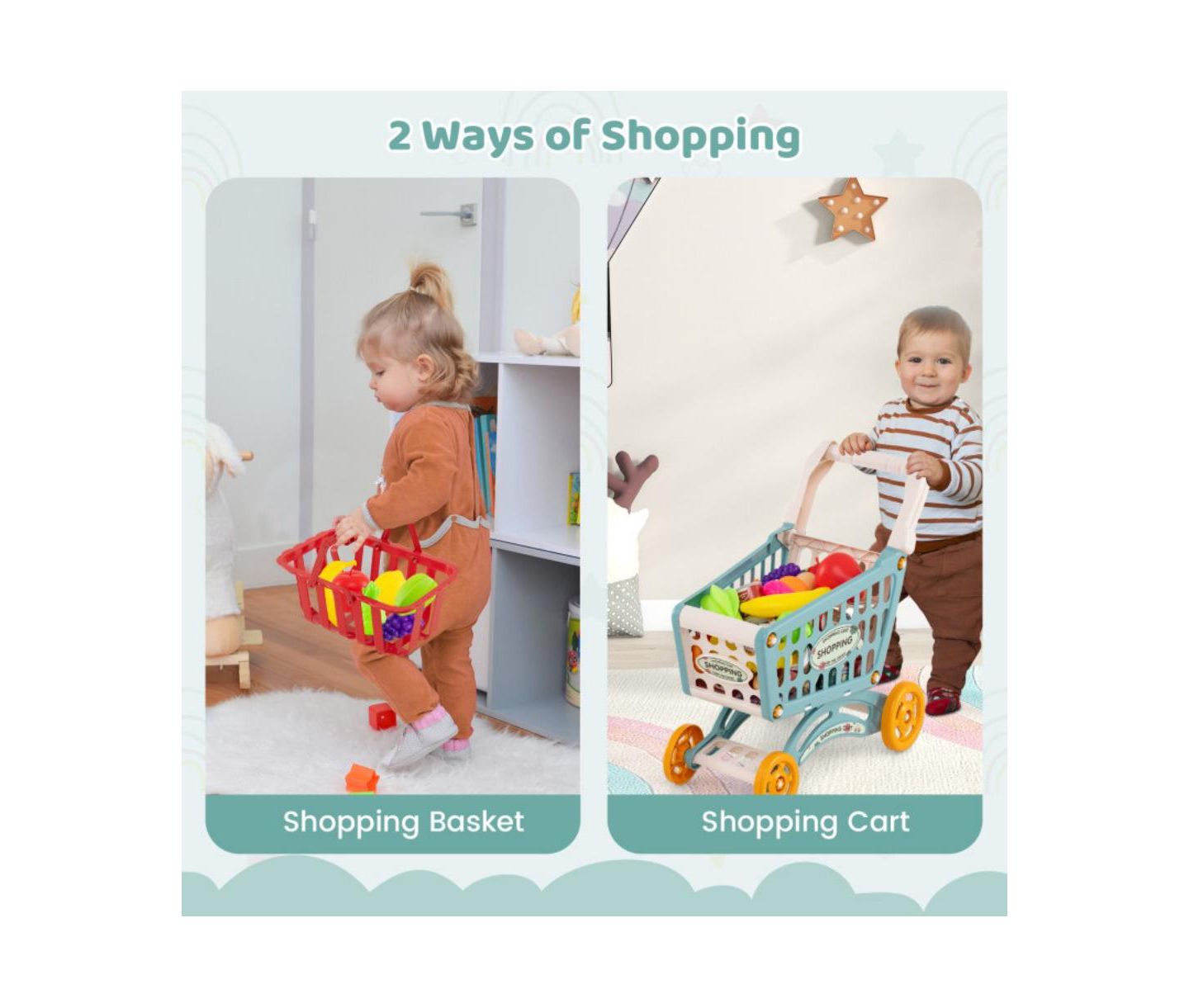 Детский игровой набор HONGGE Light-Up Scanner Grocery Store Playset with Shopping Cart, Ages 3+ — фото 10