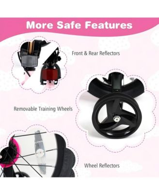 Kids Training Bike with Adjustable Seat Dual Brakes Rubber Tires and Removable Wheels