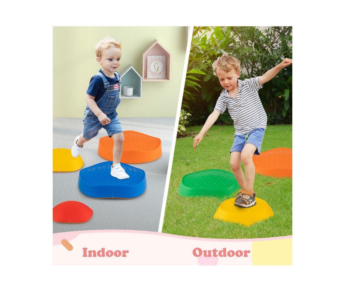 Детские игрушки HONGGE Balance Stepping Stones Non-Slip Rubber Bases Stackable 5-Piece Set, Ages 3-8, цвет: Разноцветный — фото 6