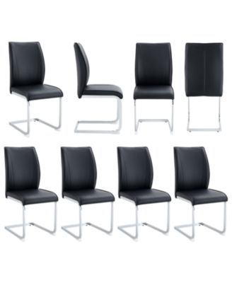 Arch Dining Chairs - Black PU, Silver Legs (Set of 8)