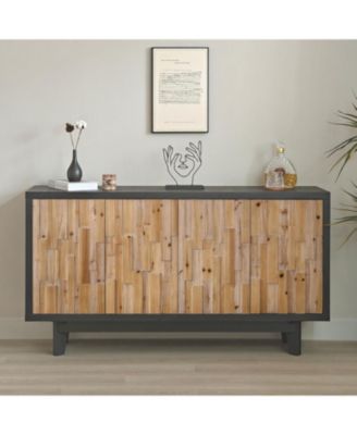  Wood Geometric 4-Door Storage Cabinet