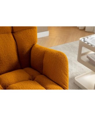 Teddy Fabric Rocking Chair With Adjustable Footrest,Caramel