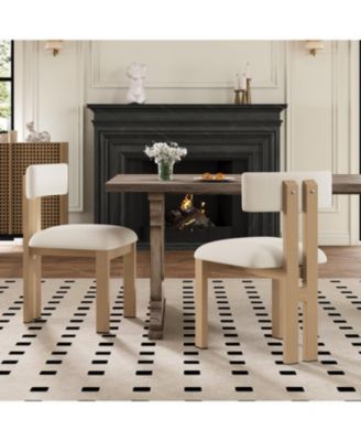 Upholstered Armless Dining Chairs With Metal Legs (Set of 2),Beige