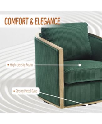 Corduroy Swivel Barrel Chair for Living Room (Emerald